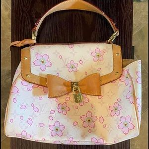 White with Pink Cherry Blossom Louis Vuitton Purse